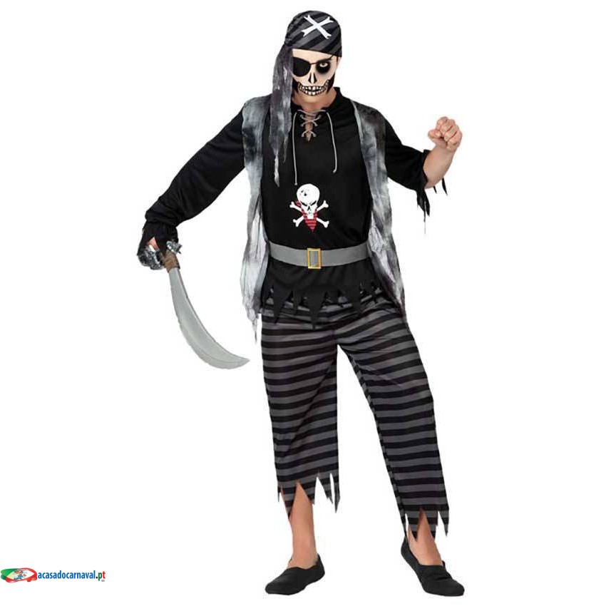 Fantasia Pirata Adulto Masculino Carnaval Halloween Zumbi Terror