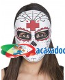 Máscara Catrina cruz vermelha Acessórios para disfarces de Carnaval ou Halloween