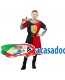 Fato Cruzado Medieval Vermelho e Preto Criança para Carnaval