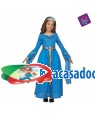 Fato Princesa Medieval Azul para Carnaval