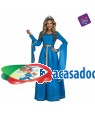 Fato Princesa Medieval Azul M/L para Carnaval