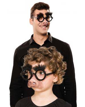 Óculos com sobrancelhas e nariz porco Acessórios para disfarces de Carnaval ou Halloween