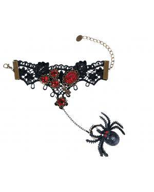 Bracelete vampira com anel de aranha Acessórios para disfarces de Carnaval ou Halloween