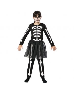 Fato de Esqueleto Tutu Gid Menina para Halloween Criança