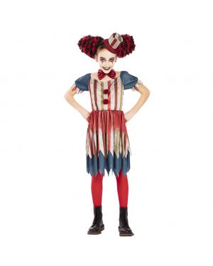 Fato de Palhaço Vintage Menina para Halloween Criança