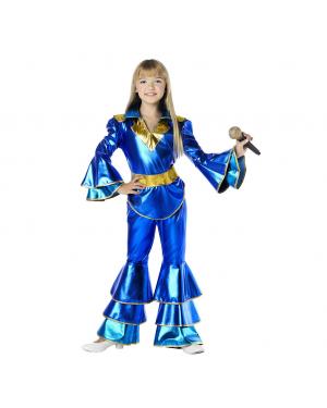 Fato de Disco Azul Abba para Menina para Carnaval