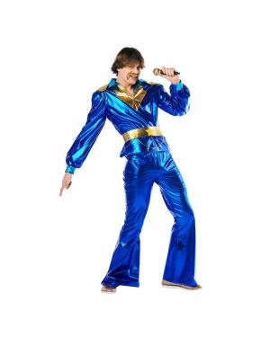 Fato de Disco Azul Abba para Homem para Carnaval