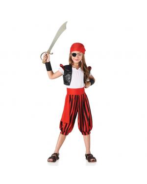 Fato de Pirata com Calças às Riscas para Menina para Carnaval