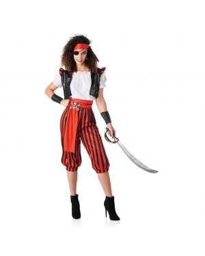 Fato de Pirata com Calças às Riscas para Mulher para Carnaval