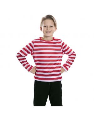 Camiseta Listrada Vermelha Criança para Carnaval Infantil