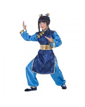 Fato Azul Chinesa Menina para Carnaval