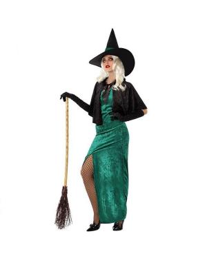 Fato bruxa verde Adulta para Carnaval
