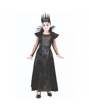 Fato da Rainha das Trevas Menina para Halloween Infantil