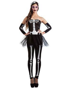Fato Esqueleto Tútú para Carnaval ou Halloween 6860 - A Casa do Carnaval.pt