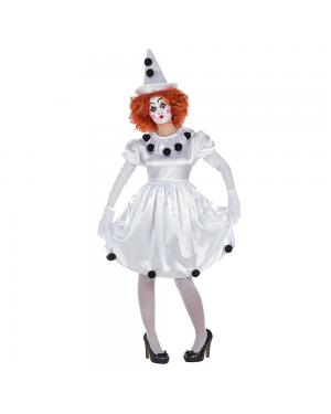 Fato Palhaço Pierrot Mulher para Carnaval