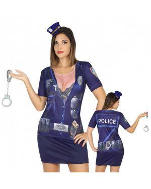 T-shirt Policia Mulher XS-S para Carnaval